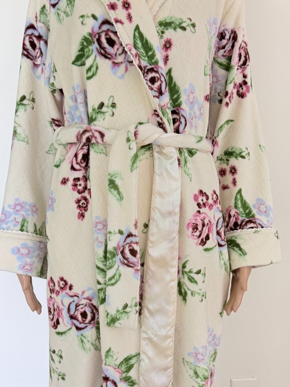 Oscar de la Renta Multicolor Floral Plush Fleece Robe Size S/M - Picture 5 of 10